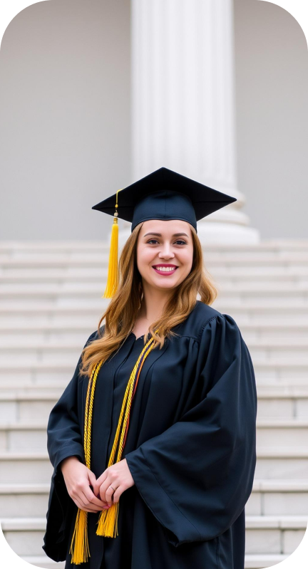 ISTEC graduate in graduation attire